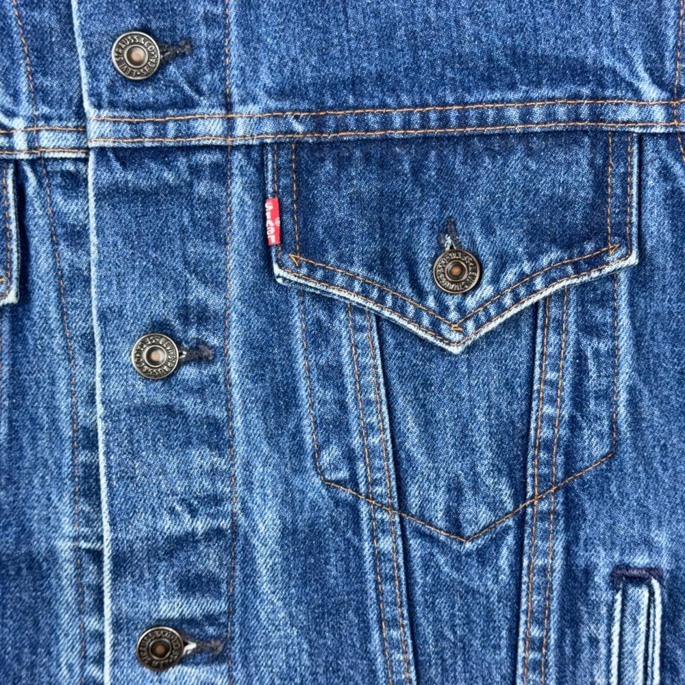 VTG Levi's Denim Jacket Mens 42 Blue Trucker Type 3 80s Canada 70506-0216 - Picture 5 of 12
